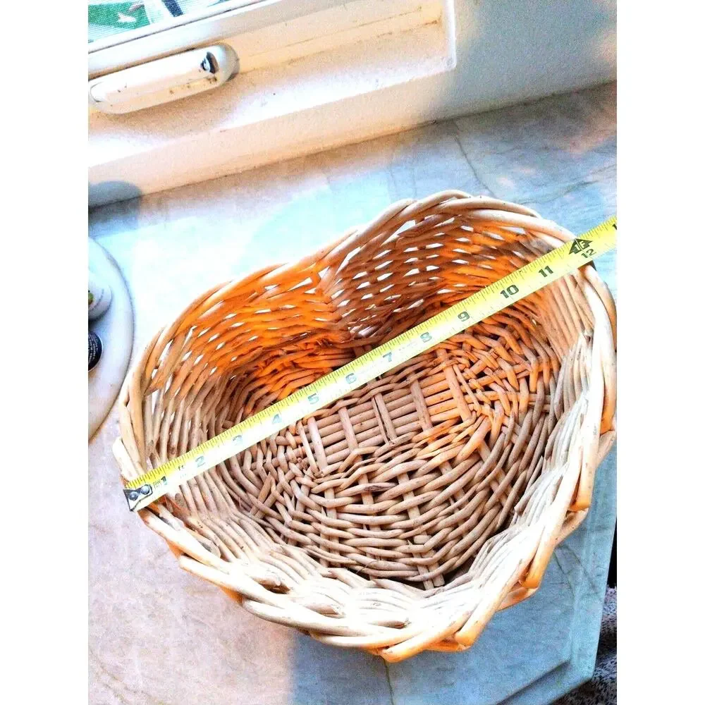 Vintage HEART Bread Basket Weaved Branch‎ Wicker Woven Tray Cottagecore Easter